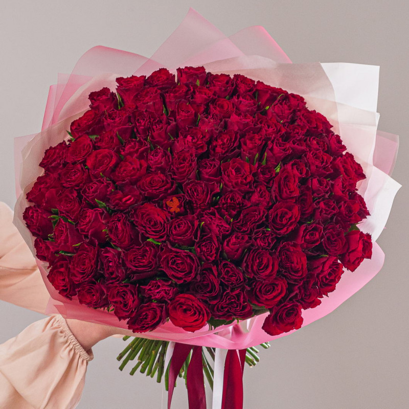 101 красная фирменная роза
